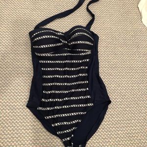 Navy rope striped one piece